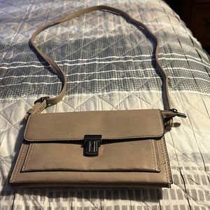 Tan, small crossbody Long strap and wristlet strap, TJ Max, no brand name on bag